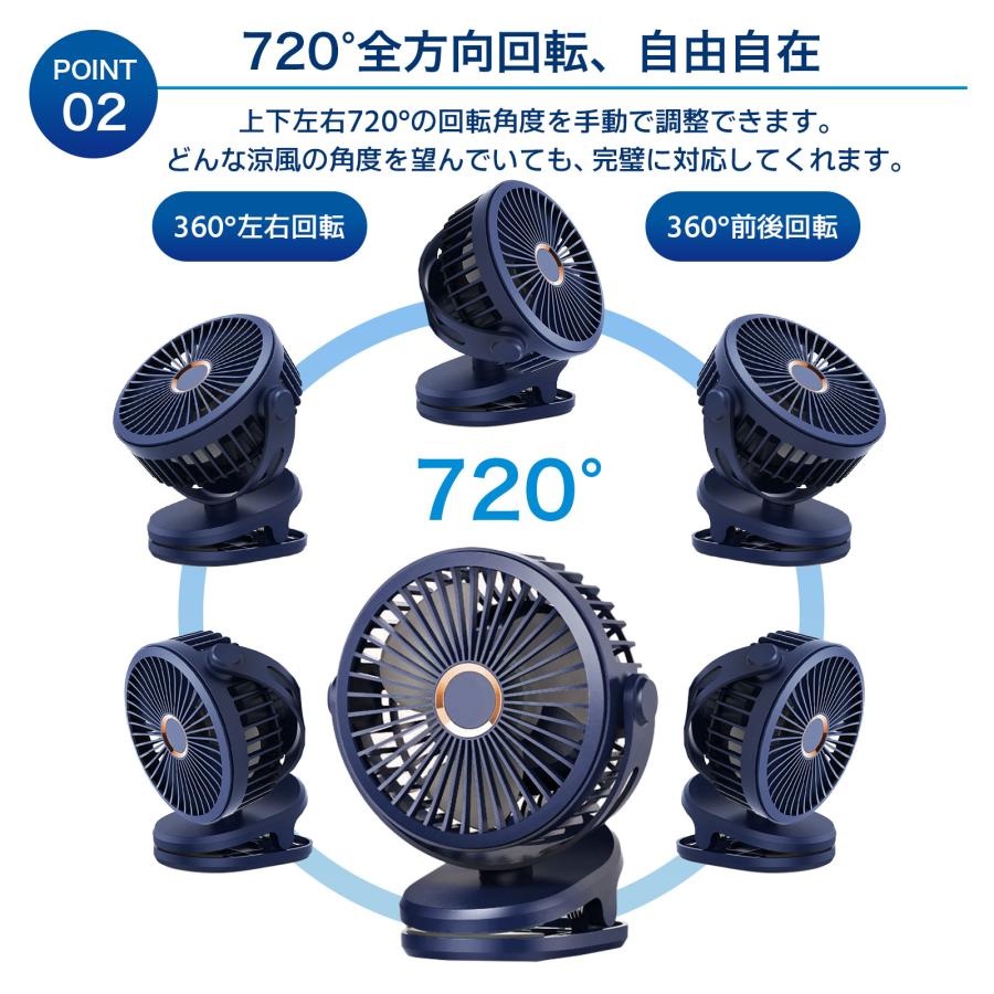 卓上扇風機 クリップ 小型 扇風機【2024年最新型 20db静音】360度角度