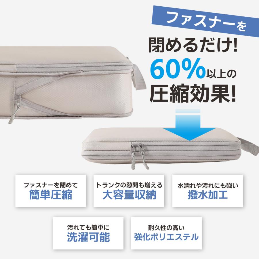 トラベルポーチ 4点セット トラベル 圧縮 ポーチ 衣類スペース 60