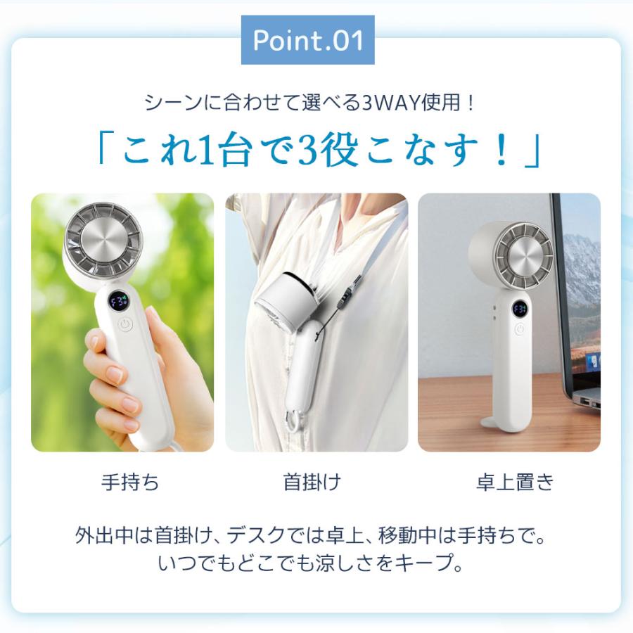 首掛け扇風機 【2025新登場＆折り畳み式】 3000mAh大容量 ハンディファン 冷却プレート 携帯扇風機 首掛け扇風機【2025革新型