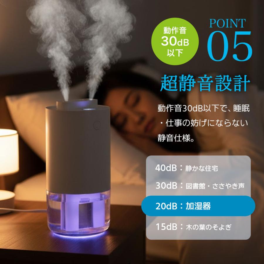 加湿器 卓上 小型【2025新登場&磁吸式&ダブル噴霧】 コードレス Type-C