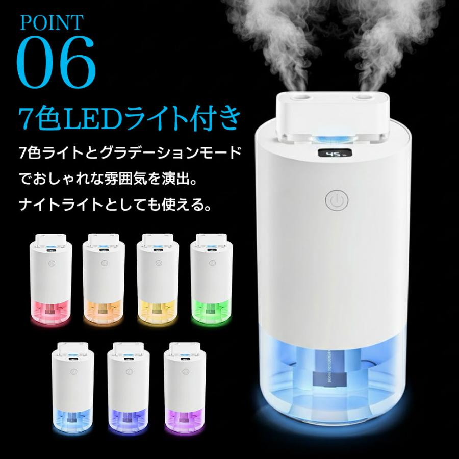 加湿器 卓上 小型【2025新登場&磁吸式&ダブル噴霧】 コードレス Type-C