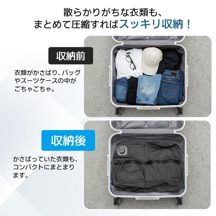 圧縮袋 旅行 圧縮トラベルバッグ トラベルポーチ 吸引機 電動 ポンプ付き 2袋 旅行用圧縮袋 圧縮トラベルバッグ トラベルポーチ 圧縮バッグ 吸引機