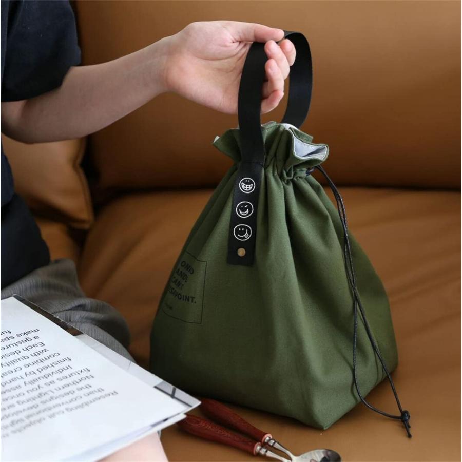 ランチバッグ 弁当袋 巾着バッグ 保冷バッグ コットンキャンバス生地 冷蔵トートバッグ スタイリッシュでシンプル 無地 仕事 学校 持ち運びが簡単 |  | 01