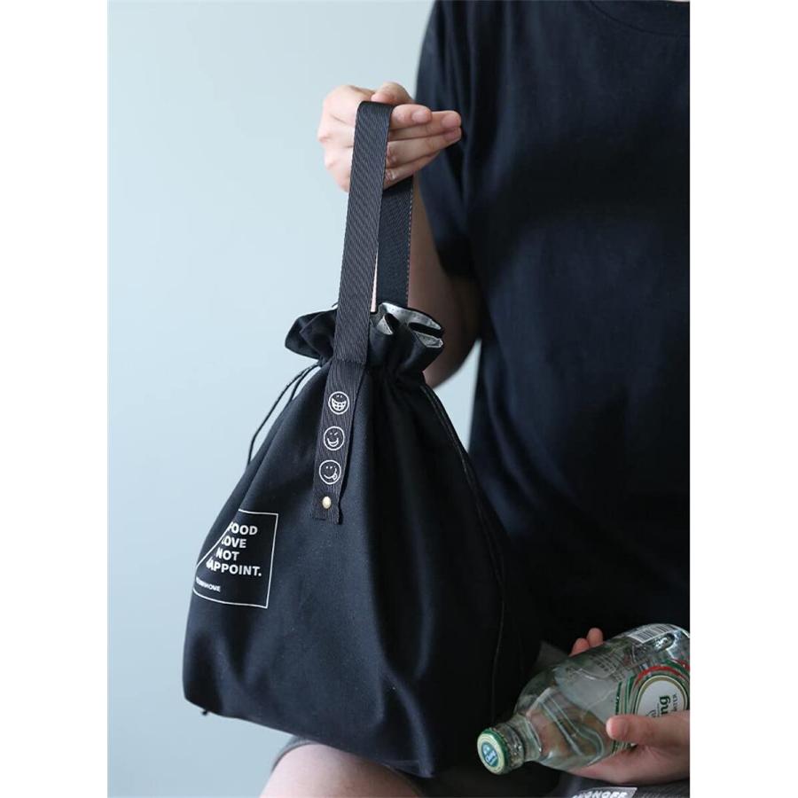 ランチバッグ 弁当袋 巾着バッグ 保冷バッグ コットンキャンバス生地 冷蔵トートバッグ スタイリッシュでシンプル 無地 仕事 学校 持ち運びが簡単 |  | 04