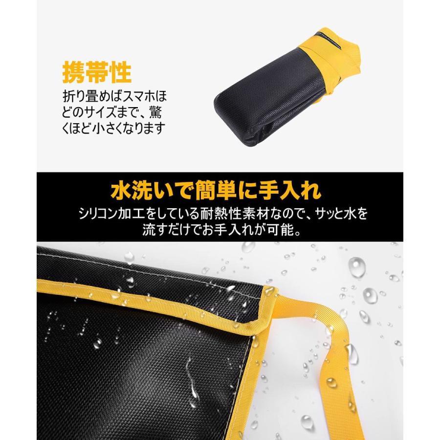 火消し袋 炭袋 炭処理袋 炭入れ コンパクト 炭携帯 使用済み炭処理 炭の完全鎮火促す 耐熱性 難燃性 簡単収納 安全安心35×35CM｜dina｜03