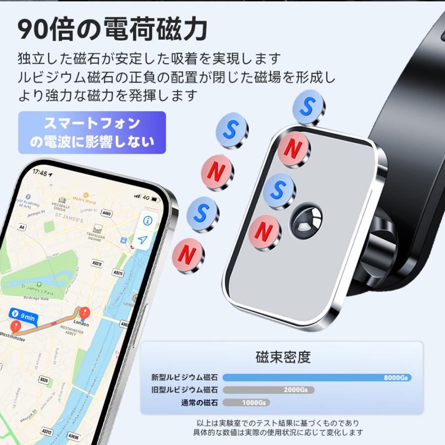 スマホスタンド車 マグネット式ホルダー スマホホルダー車  車載スマホホルダー 片手操作 マグネット 超強磁力 360度回転 スマホホルダー 車｜dina｜04