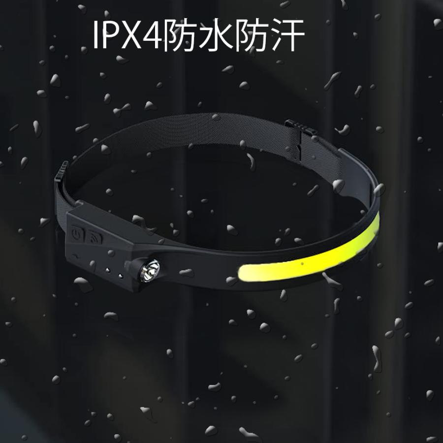 ヘッドライト USB充電式 LEDデュアル光源 5種点灯モード 50g超軽量 高