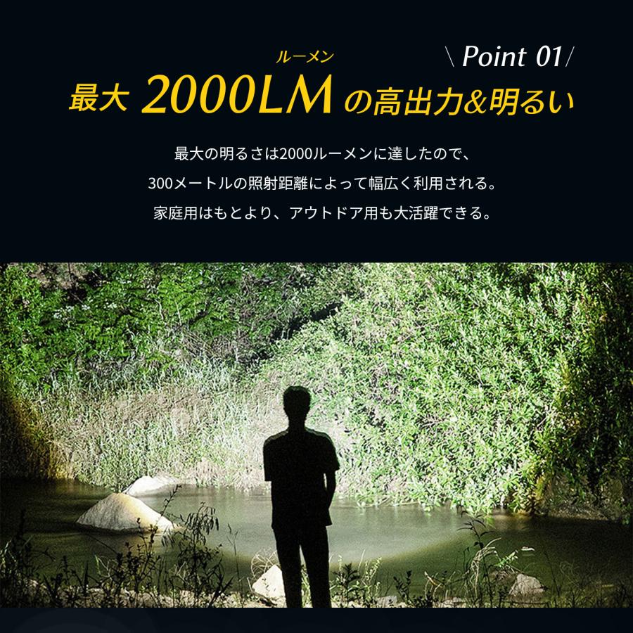 懐中電灯 懐中電灯小型 led 充電式 手持ち懐中電灯ハンディライト USB 充電式懐中電灯 2000ルーメン高輝度 電池残量 停電 防災 キャンプ  : DI&NA - 通販 - Yahoo!ショッピング