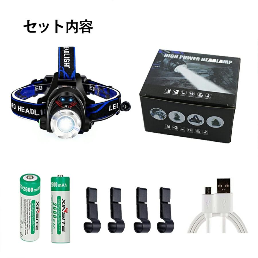 LEDヘッドライト 充電式 高輝度 CREE L2 ヘッドランプ LED 明るい1800