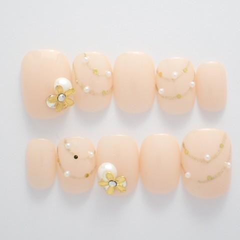 ネイルチップ ヌーディーネックレス風ラインアート結婚式 ウェディング ブライダル ショートからレギュラーオーバルまで長さが選べるデザインつけ爪 A154 Dinaネイル 通販 Yahoo ショッピング