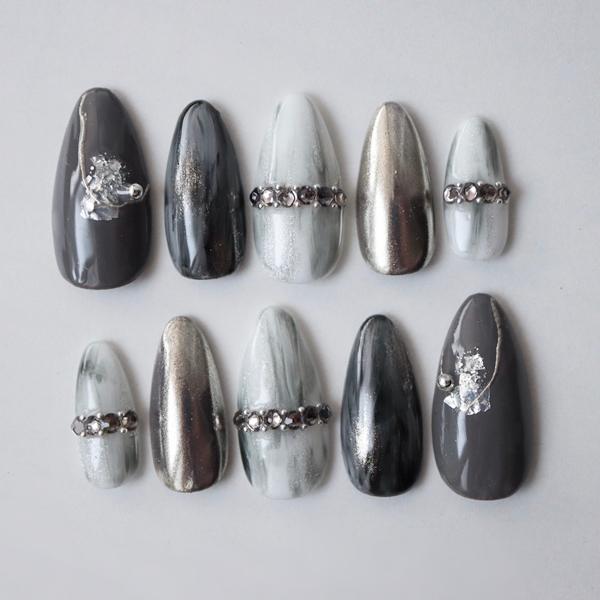 ジェルネイルチップ ハンドメイドネイルチップ モノトーンニュアンス