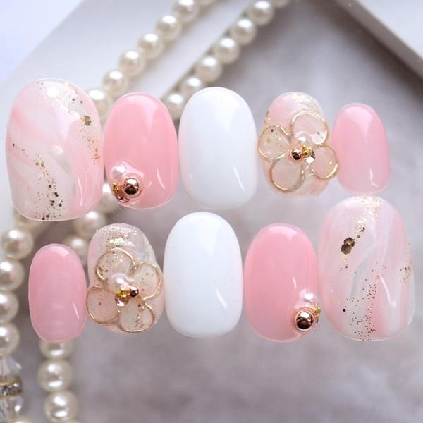 ピンクニュアンス ネイルチップ Amazon | COLORBIRD ネイルチップ ショート 24枚 ピンク ネイル