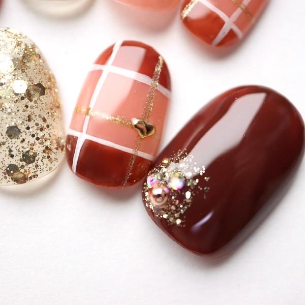 ジェルネイルチップ 付け爪 ショート ロング バレンタインストロベリー