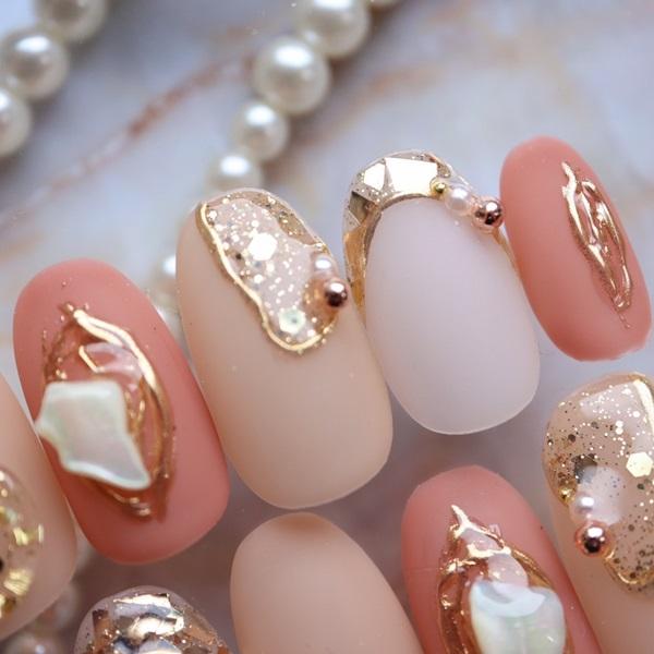 ジェルネイルチップ 付け爪 マットマルチカラーミラーフレンチ