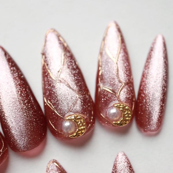 ネイルチップ ボルドー流ラインベース和風成人式フラワー オーダー ショート つけ爪 着物 和