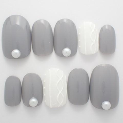 ネイルチップ グレーベースニットネイル サイズオーダー ショート つけ爪 デザイン A325 Dinaネイル 通販 Yahoo ショッピング