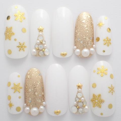 ネイルチップ 白金クリスマス雪結晶 サイズオーダー ショート つけ爪 付け爪 A351 Dinaネイル 通販 Yahoo ショッピング