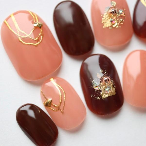 ジェルネイルチップ 付け爪 ショート ロング 大人なストロベリーチョコ  