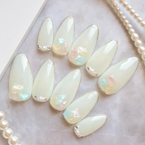 ジェルネイルチップ スモーキーラベンダー天然石風 ショート つけ爪 デザイン El113 Dinaネイル 通販 Yahoo ショッピング