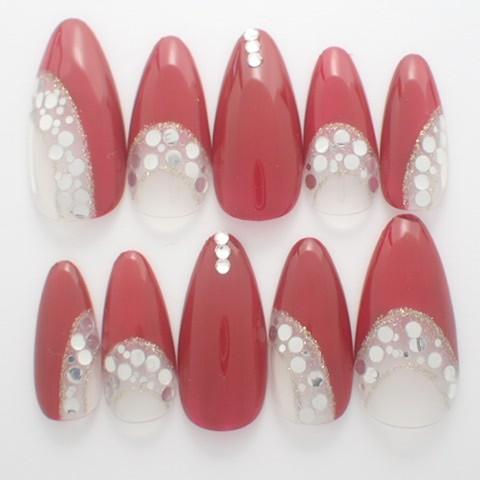 ジェルネイルチップ レッド変形ダブルフレンチ ショート つけ爪 デザイン El152 Dinaネイル 通販 Yahoo ショッピング