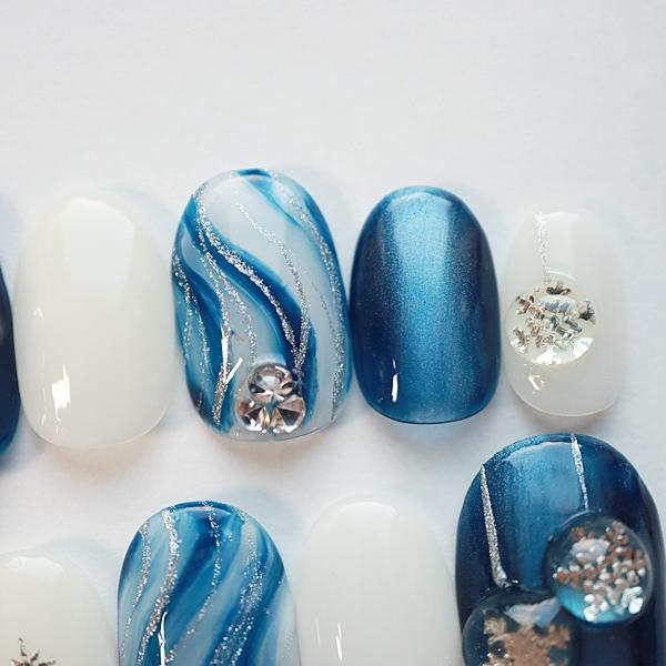 ジェルネイルチップ マグネット 結晶オーナメント 冬ネイル クリスマス