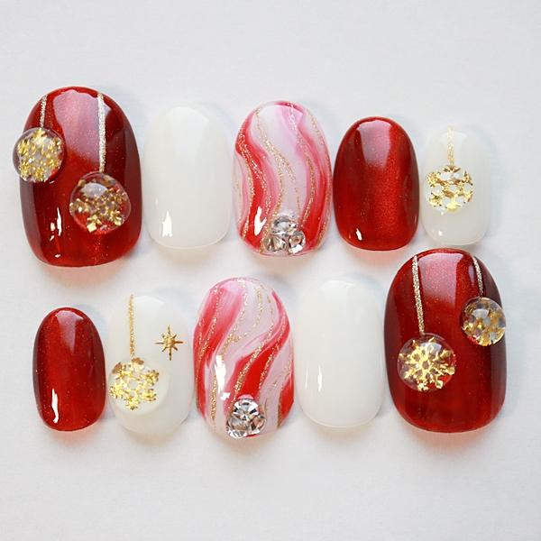 ジェルネイルチップ マグネット 結晶オーナメント 冬ネイル クリスマス