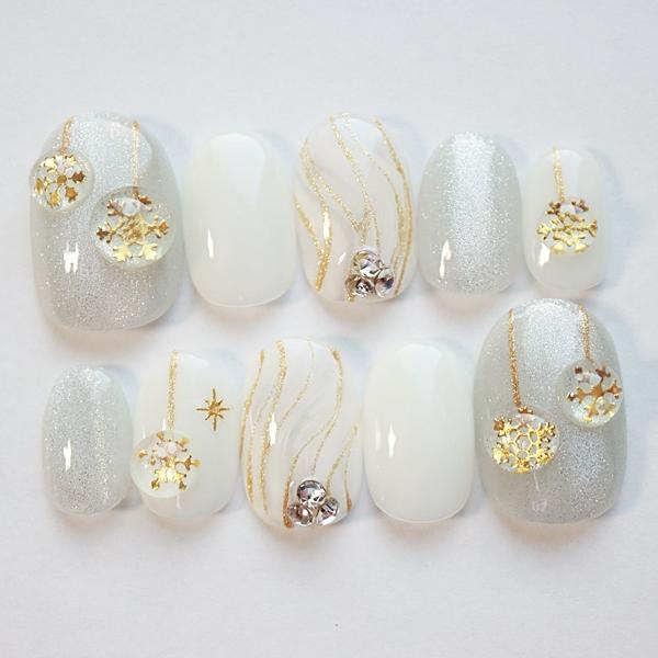 ジェルネイルチップ マグネット 結晶オーナメント 冬ネイル クリスマス