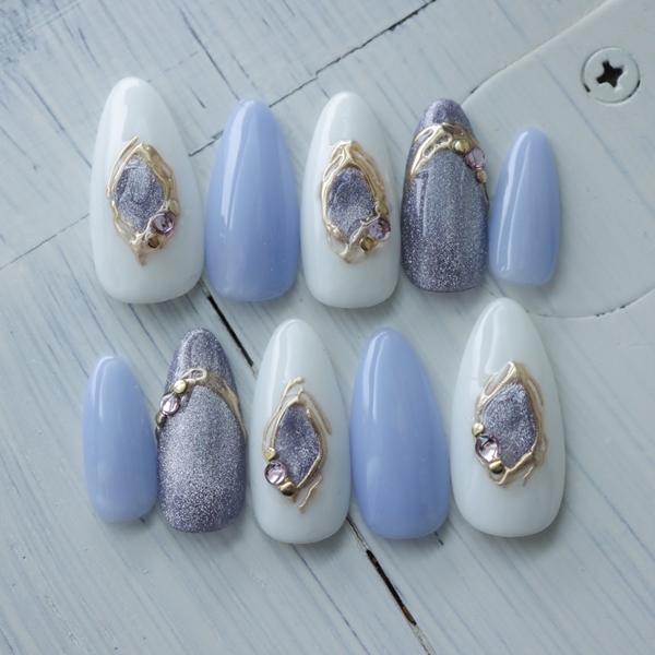 ジェルネイルチップ マグネットビジュー ネイルチップ 付け爪 : DINA