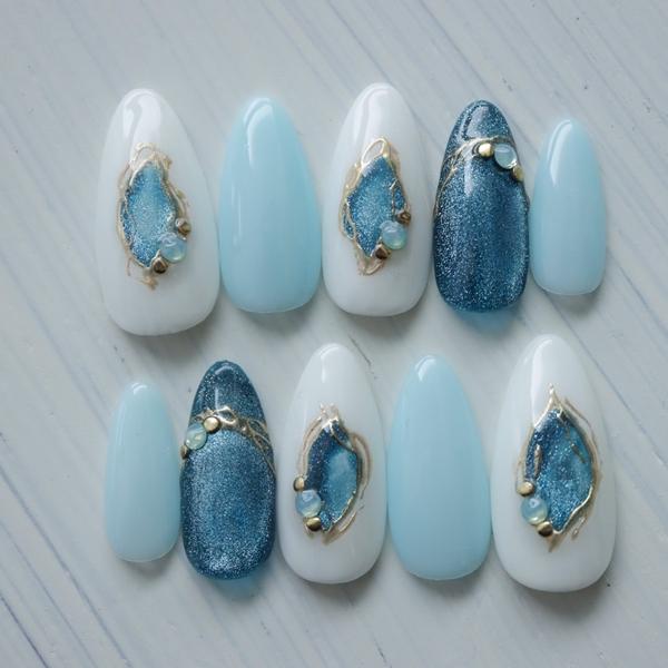 ジェルネイルチップ マグネットビジュー ネイルチップ 付け爪 : DINA