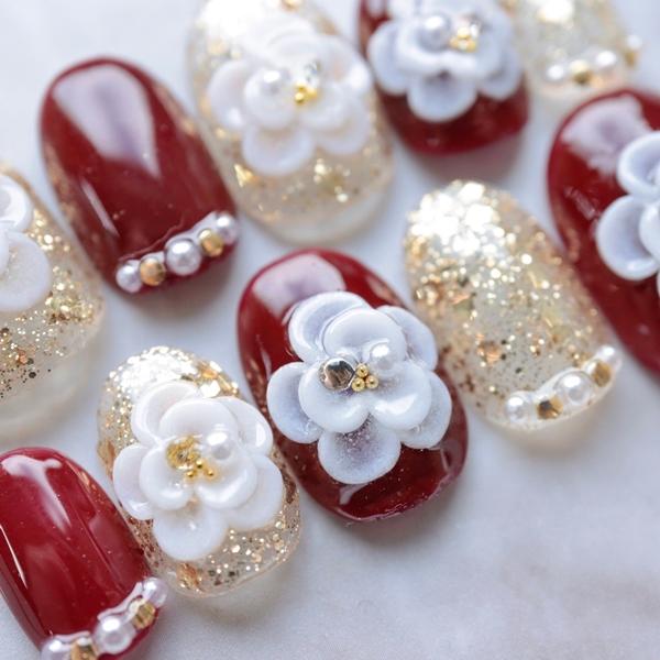 成人式用ネイル 成人式ネイルチップ 振袖 成人式 ee 𝐧𝐨.𝟒𝟓》和柄ネイル