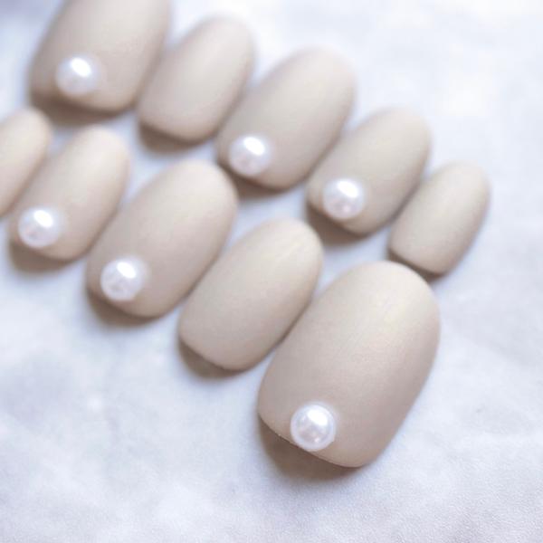 ジェルネイルチップ マットシンプルパール ネイルチップ 付け爪 : DINA