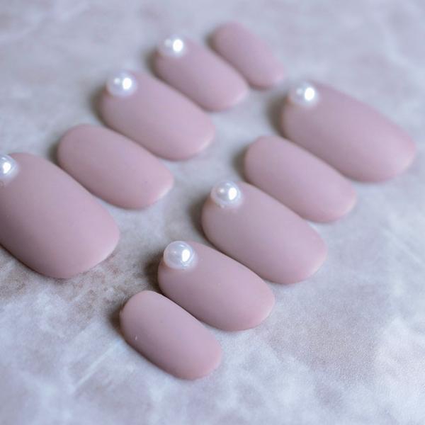 ジェルネイルチップ マットシンプルパール ネイルチップ 付け爪 : DINA