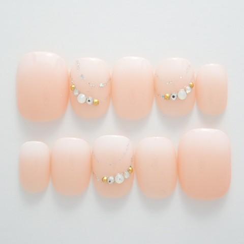 ネイルチップ ヌーディーベビーブーマーネックレス風デザイン 結婚式 ウェディング つけ爪 ブライダル サイズオーダー ハンドメイド G16 Dina ネイル 通販 Yahoo ショッピング