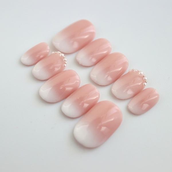 ジェルネイルチップ 付け爪 ショート ロング くすみピンクベビー