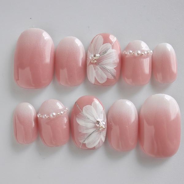 ネイルチップ アイスピンクベビーブーマーペイントフラワー 結婚式 ウェディング つけ爪 ブライダル G72 Dinaネイル 通販 Yahoo ショッピング
