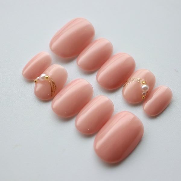 ♡ピンクネックレスネイル♡ ネイルチップ　ハンドメイド ネイルチップ ピンクシンプルネックレス風デザイン プチプラ ショート