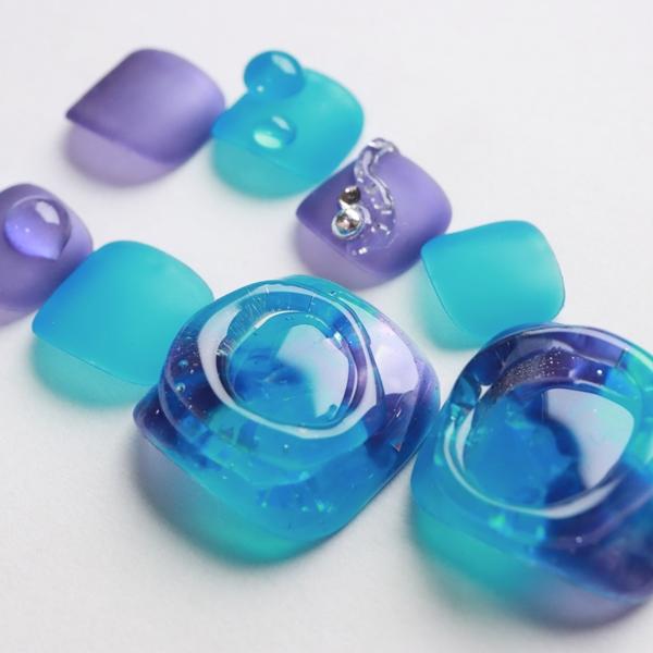 フットネイルチップ デニム柄細ボーダー 足用 サイズオーダー ハンドメイド つけ爪 ペディキュア P115 Dinaネイル 通販 Yahoo ショッピング