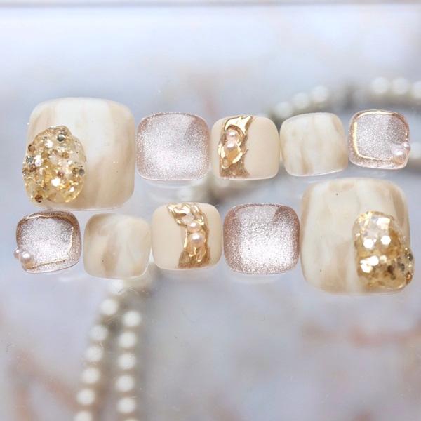 ジェルネイル フットネイルチップ マットニュアンスグレージュ