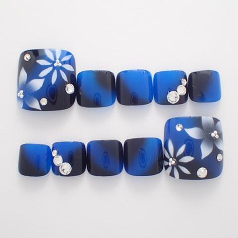 フットネイルチップ ブルー系エアーアート 足用 サイズオーダー ハンドメイド つけ爪 ペディキュア P63 Dinaネイル 通販 Yahoo ショッピング
