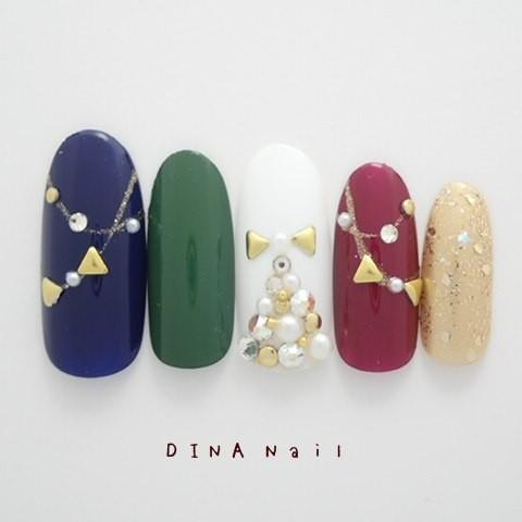 ネイルチップ ダークカラーｘｍａｓジュエルツリー サイズオーダー ハンドメイド デザインつけ爪 Fakfakkab Go Id