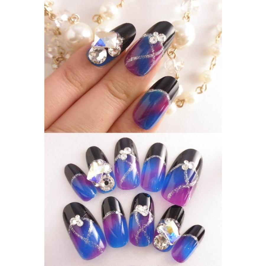ネイルチップ ブルーパープル吹付フレンチ サイズオーダー ハンドメイド デザインつけ爪 Ro210 Dinaネイル 通販 Yahoo ショッピング