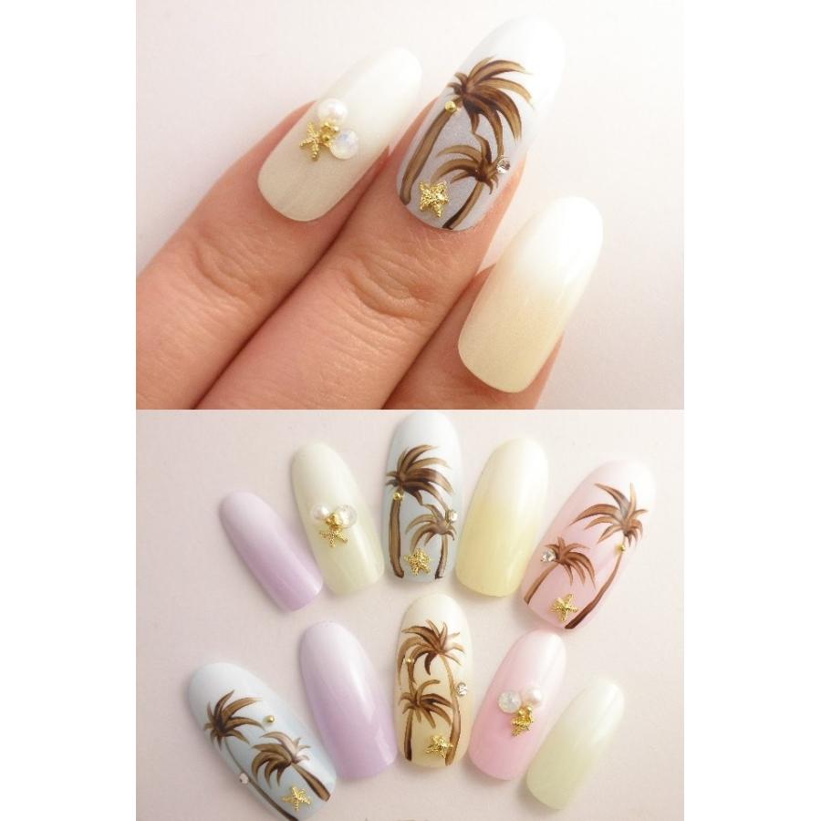 ネイルチップ 淡カラフル白グラデーション椰子の木ペイント サイズオーダー ハンドメイド デザインつけ爪 ラウンド Ro375 Dinaネイル 通販 Yahoo ショッピング