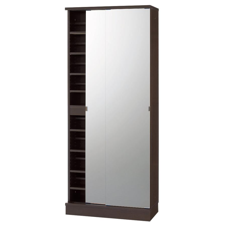 dinos 効率収納できる段違い棚シェルフ ［本体 ミラー扉タイプ 引き戸