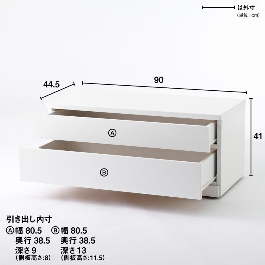 クローゼットチェスト（隠しキャスター付き） 幅90cm・2段 衣類収納 押入れ クローゼット収納 H95609 ディノス_8