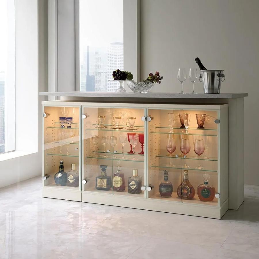 dinos（ディノス） ≪幅80cm奥行20cm高さ100cm≫ LEDガラス収納