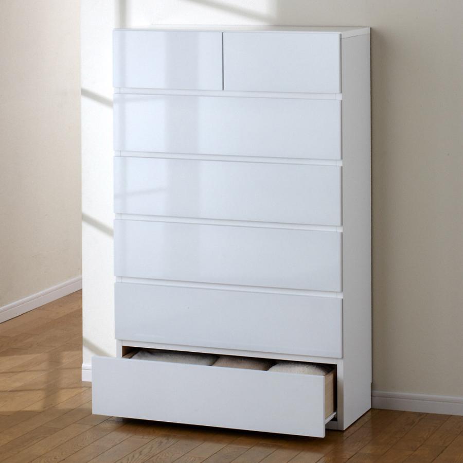 dinos（ディノス） 奥行30cm薄型ツヤツヤチェスト 幅75cm・6段 トイレ