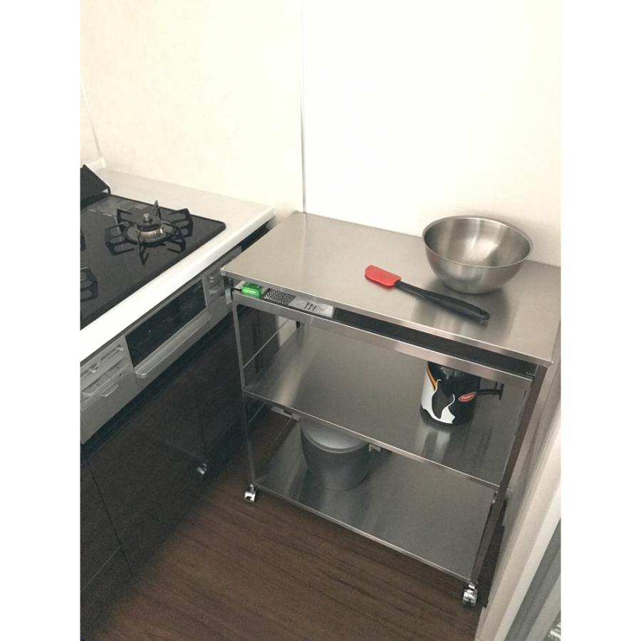 キッチン 収納 おしゃれ 天板付き 引き出し付き 引き出し 作業台 日本製 ステンレス作業台ワゴン 引き出し1杯タイプ 幅73.5cm キッチン収納 収納カート H91608