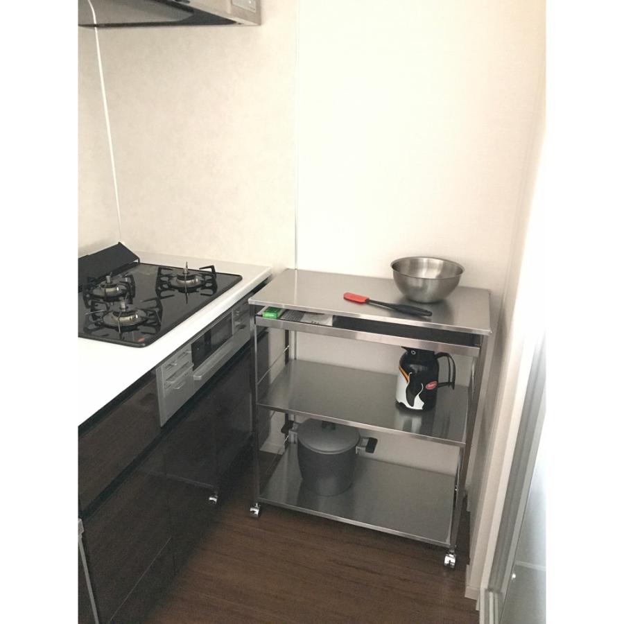 キッチン 収納 おしゃれ 天板付き 引き出し付き 引き出し 作業台 日本製 ステンレス作業台ワゴン 引き出し1杯タイプ 幅73.5cm キッチン収納 収納カート H91608
