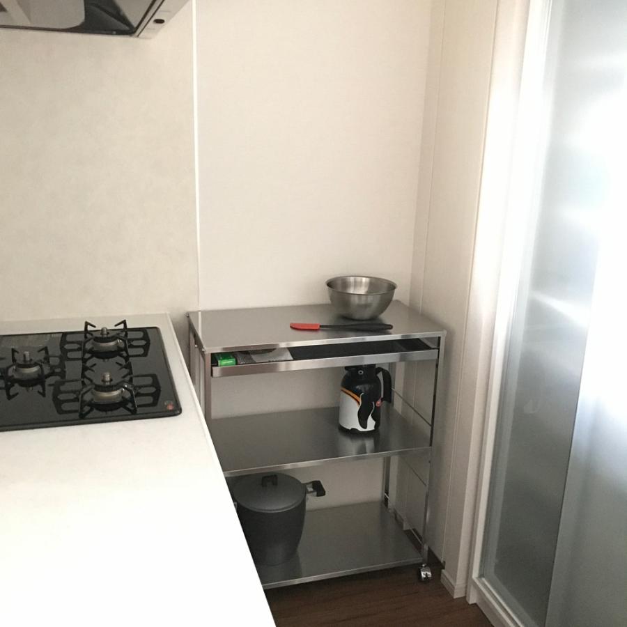 キッチン 収納 おしゃれ 天板付き 引き出し付き 引き出し 作業台 日本製 ステンレス作業台ワゴン 引き出し1杯タイプ 幅73.5cm キッチン収納 収納カート H91608
