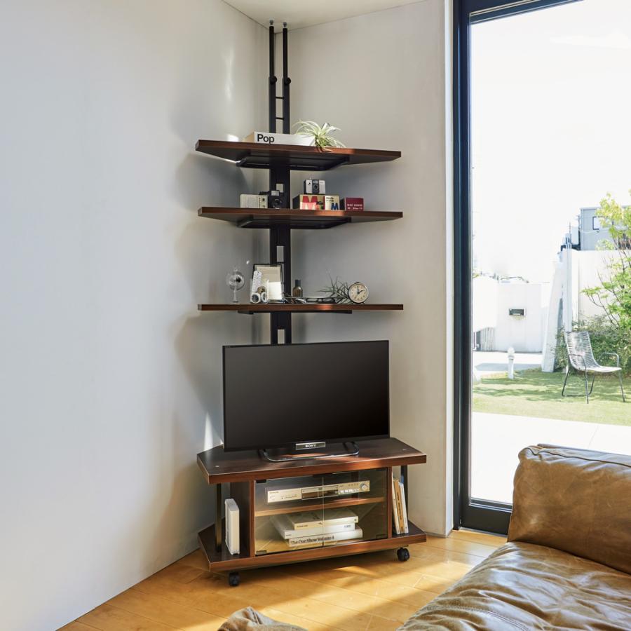 dinos コーナーテレビ台（上棚なし） 幅90cm ガラス扉タイプ